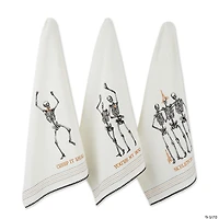 Asst Skeletons Printed Dishtowel (Set Of 3)