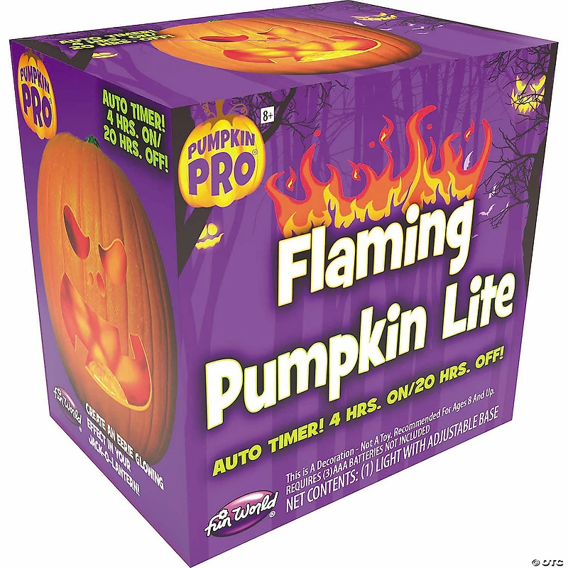 Auto Timer Battery-Operated Orange Flaming Pumpkin Light