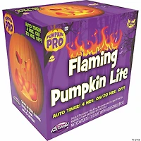 Auto Timer Battery-Operated Orange Flaming Pumpkin Light