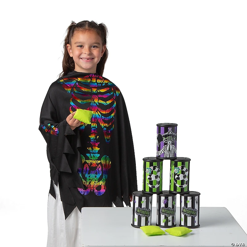 Beetlejuice™ Cardboard Stacked Can Toss Game with Bean Bags - 9 Pc.