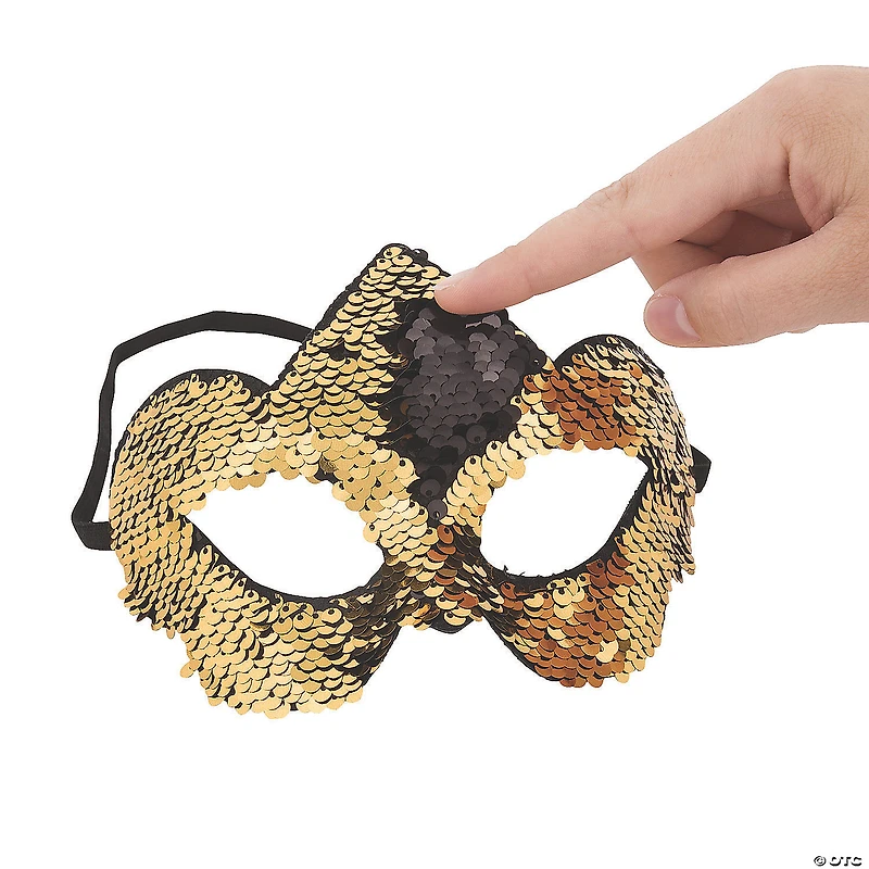 Black & Gold Flipping Sequins Masks - 12 Pc.