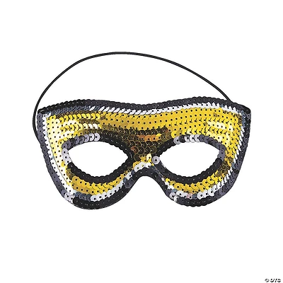 Black & Gold Sequin Masks - 12 Pc.