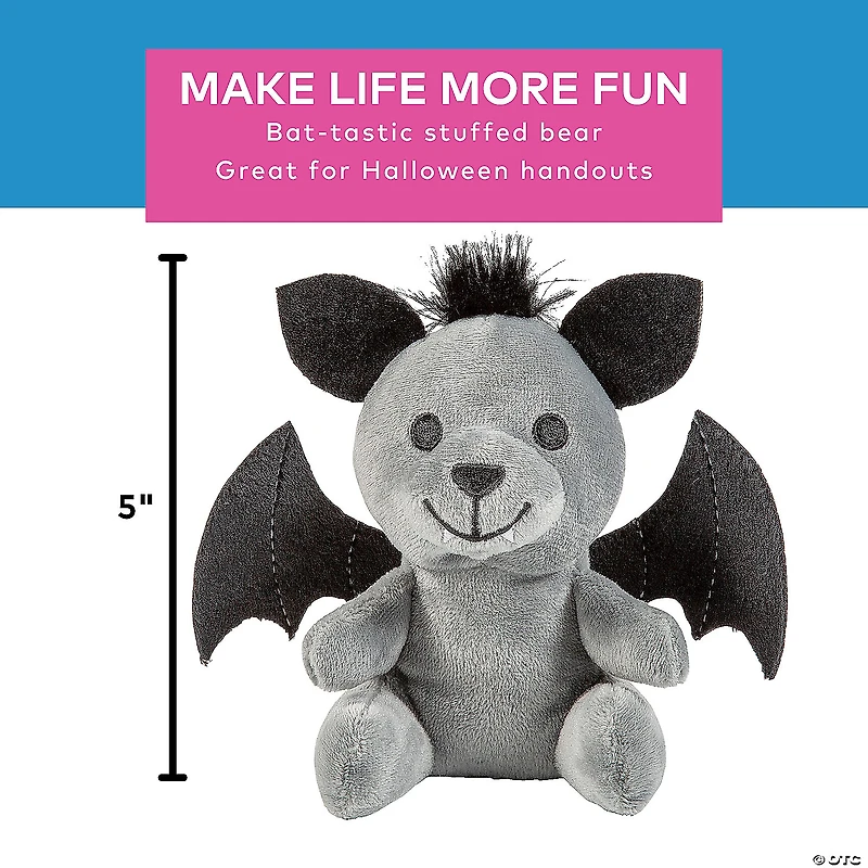 Black & Gray Bat Stuffed Bear - 12 Pc.