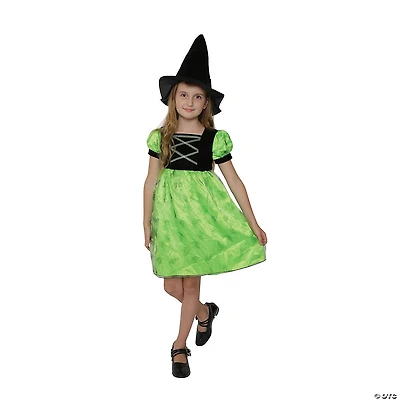 Black and Green Witch Girl Child Halloween Costume - Small
