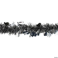 Black and Silver with Ghosts Halloween Tinsel Garland - 50 feet  Unlit