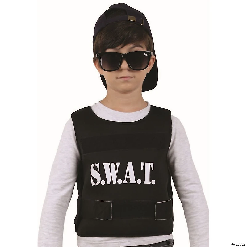 Black and White Police Officer Boy Child Halloween Costume - Large