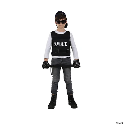 Black and White Police Officer Boy Child Halloween Costume - Large