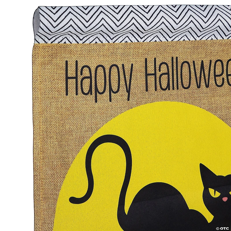 Black Cat "Happy Halloween" Outdoor Garden Flag - 18" x 12.5"
