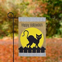 Black Cat "Happy Halloween" Outdoor Garden Flag - 18" x 12.5"