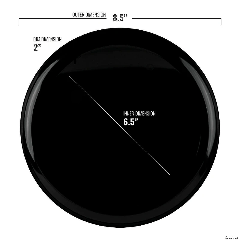 Black Flat Round Disposable Plastic Dinnerware Value Set (40 Dinner Plates + 40 Salad Plates)