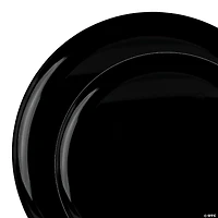 Black Flat Round Disposable Plastic Dinnerware Value Set (40 Dinner Plates + 40 Salad Plates)