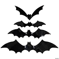 Black Halloween Twig Wreath with Bats and Warm White Lights  22-Inch