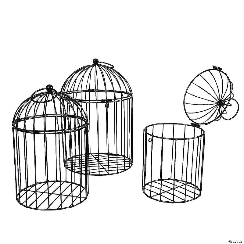 Black Metal Birdcages Tabletop Decorations - 3 Pc.