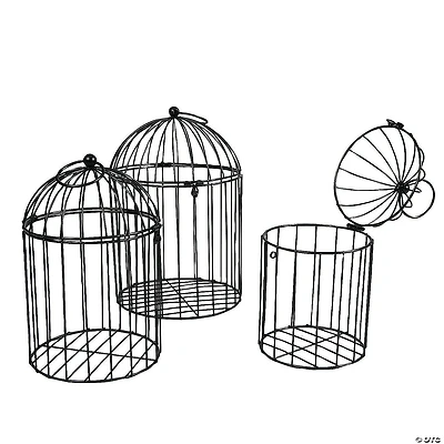 Black Metal Birdcages Tabletop Decorations - 3 Pc.