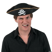 Black Pirate Jolly Roger Skull & Crossbones Felt Hat