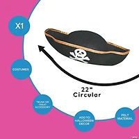 Black Pirate Jolly Roger Skull & Crossbones Felt Hat