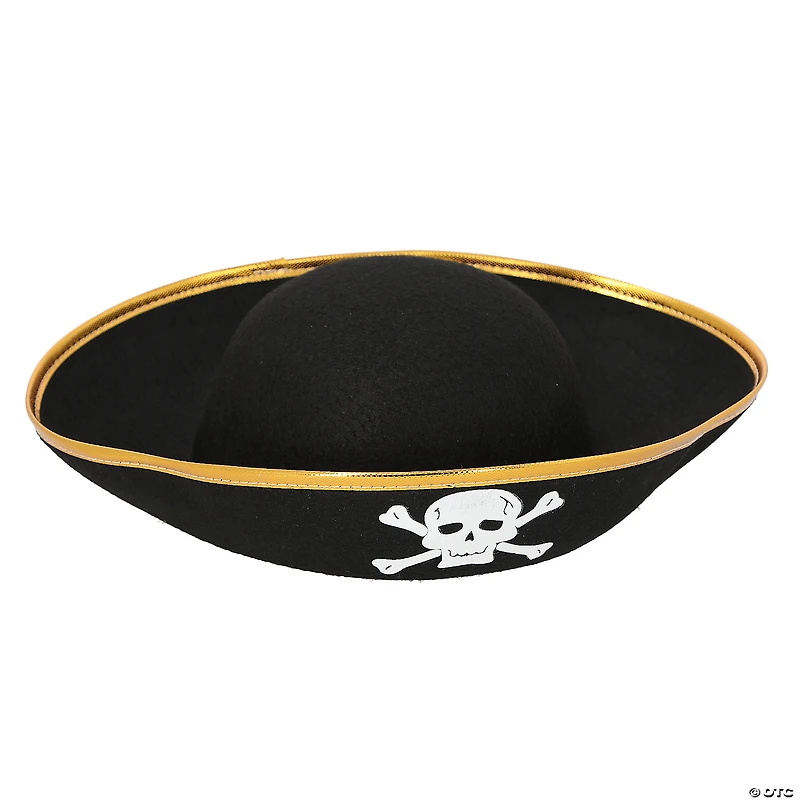 Black Pirate Jolly Roger Skull & Crossbones Felt Hat
