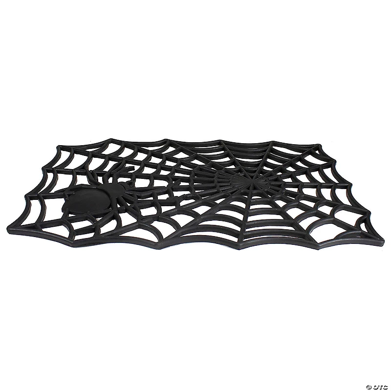 Black Spider Web Rectangular Halloween Doormat 18" x 30"