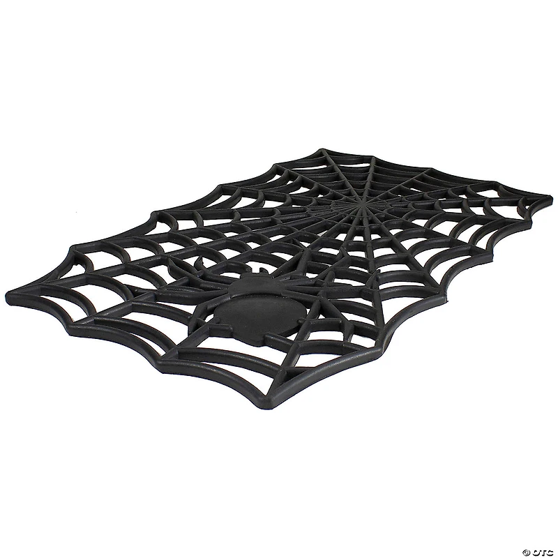 Black Spider Web Rectangular Halloween Doormat 18" x 30"