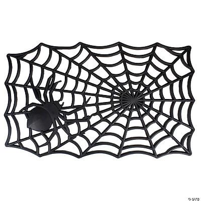 Black Spider Web Rectangular Halloween Doormat 18" x 30"