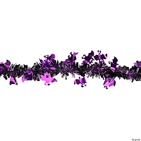 Black with Purple Bats Halloween Tinsel Garland - 50 feet  Unlit