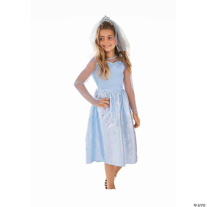 Blue and Silver Ice Princess Girl Child Halloween Costume - Large