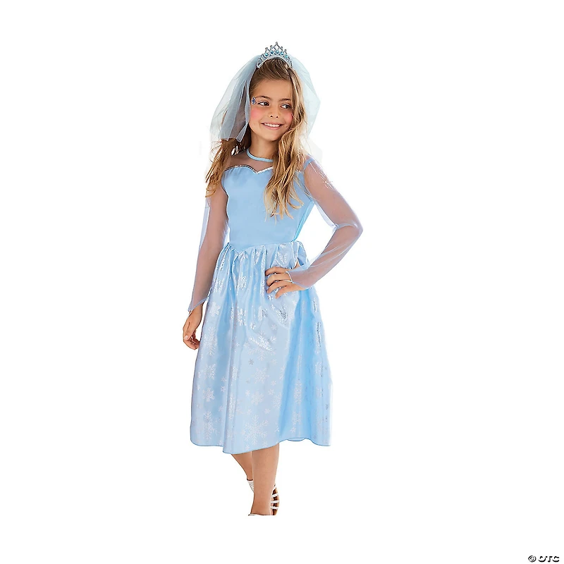 Blue and Silver Ice Princess Girl Child Halloween Costume - Large