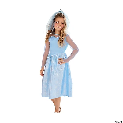 Blue and Silver Ice Princess Girl Child Halloween Costume - Large