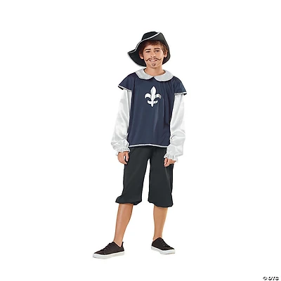 Blue and White Boys Musketeer Halloween Children's Costume - Ages 7-9 Years