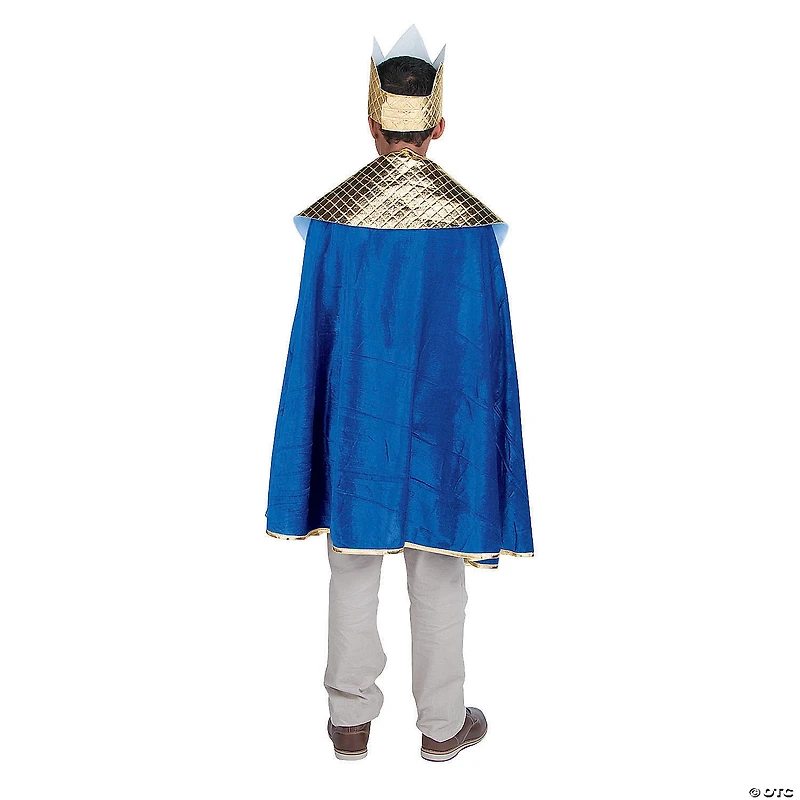 Boy's Blue Wise Man's Cape with Crown Costume