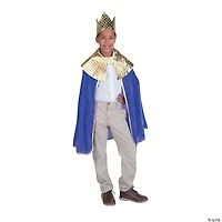 Boy's Purple Wise Man's Cape with Crown Costume
