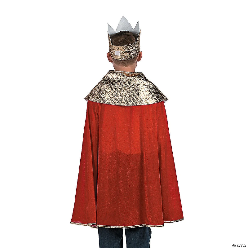Boy's Red Wise Man's Cape with Crown Costume