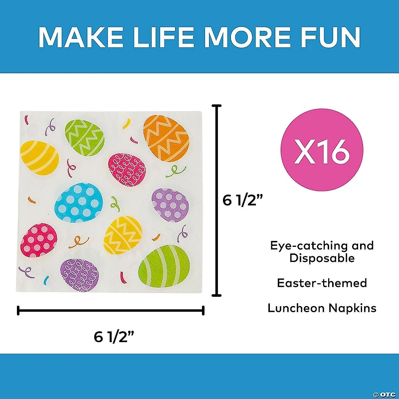 Bright Easter Egg & Confetti Luncheon Napkins - 16 Pc.