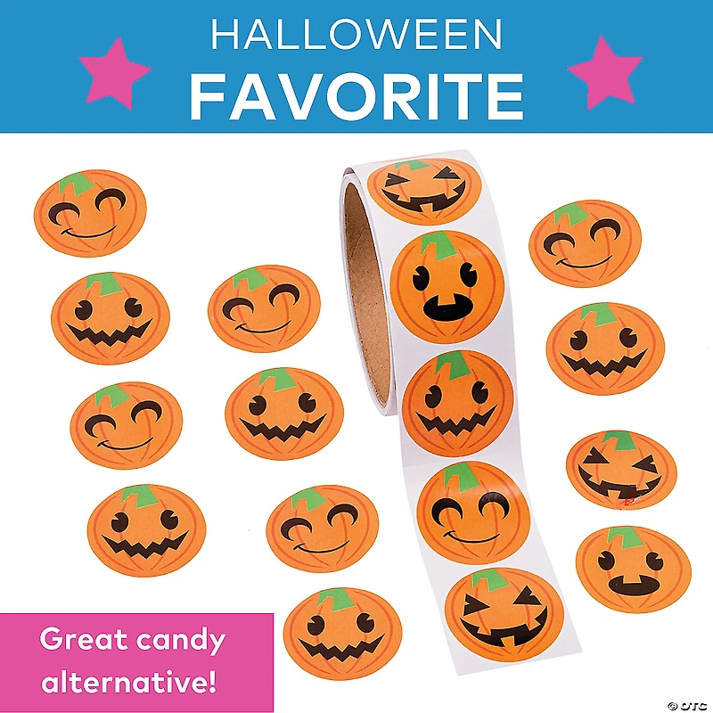 Bulk 100 Pc. Jack-O’-Lantern Face Stickers