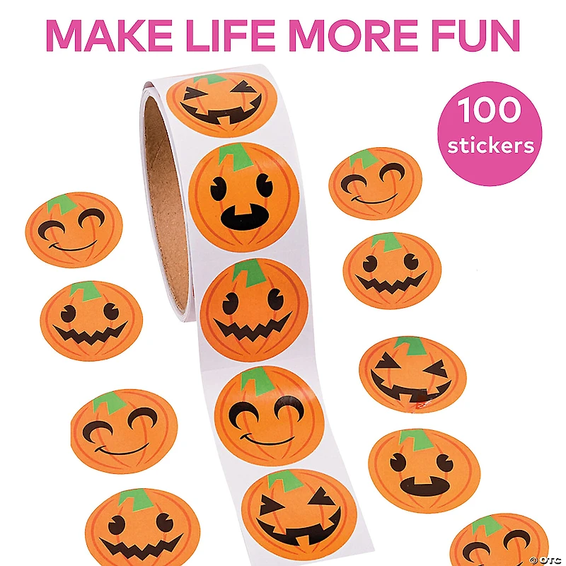 Bulk 100 Pc. Jack-O’-Lantern Face Stickers