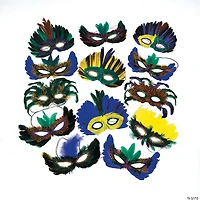 Bulk 100 Pc. Mardi Gras Feather Eye Mask Assortment