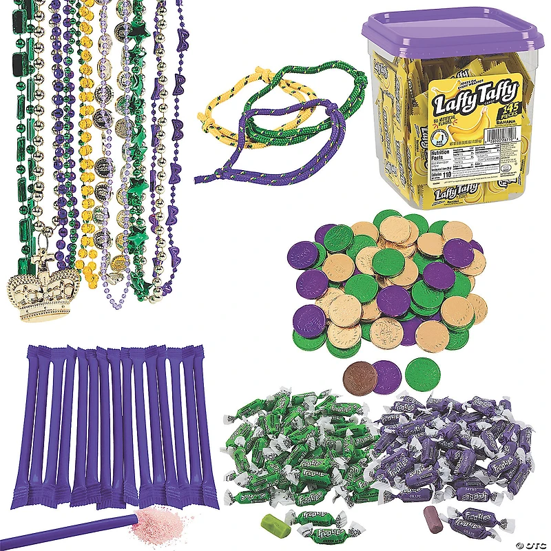 Bulk 1337 Pc. Mardi Gras Candy & Jewelry Handout Kit