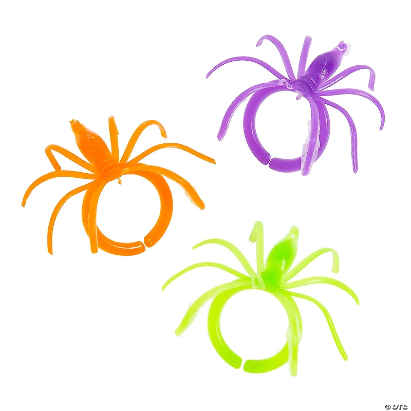 Bulk 144 Pc. Colorful Halloween Spider Rings
