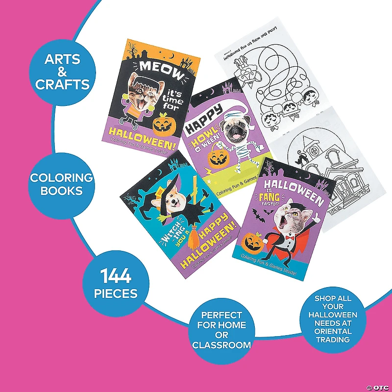 Bulk 144 Pc. Halloween Silly Animal Characters Coloring Books