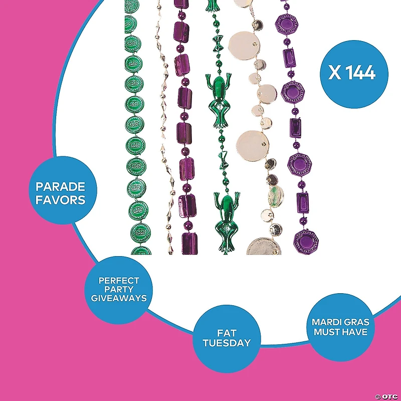 Bulk 144 Pc. Mardi Gras Bead Necklace Assortment