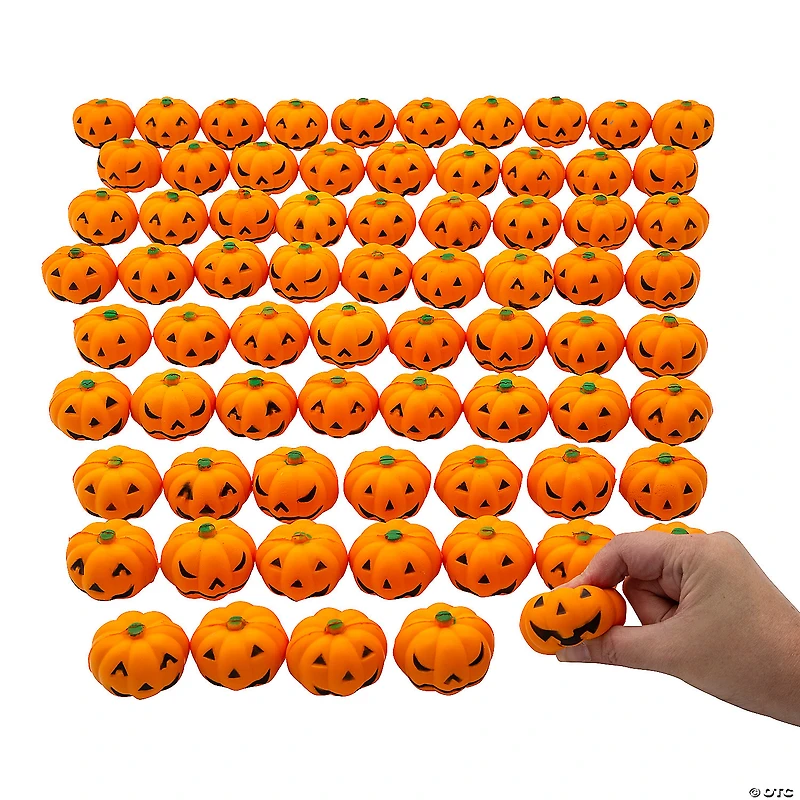 Bulk 144 Pc. Mini Squeeze Jack-O’-Lantern Stress Toys