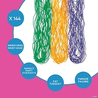 Bulk 144 Pc. Mini Transparent Mardi Gras Bead Necklaces