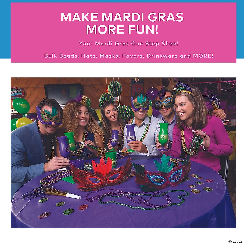 Bulk 144 Pc. Mini Transparent Mardi Gras Bead Necklaces