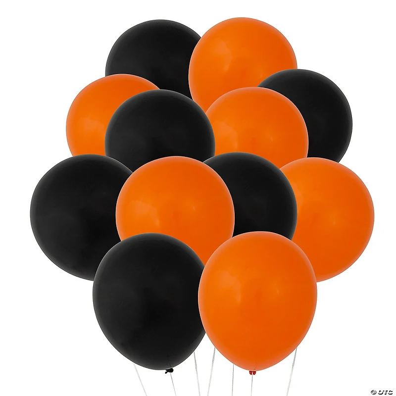 Bulk 144 Pc. Orange & Black 11" Latex Balloon Assortment