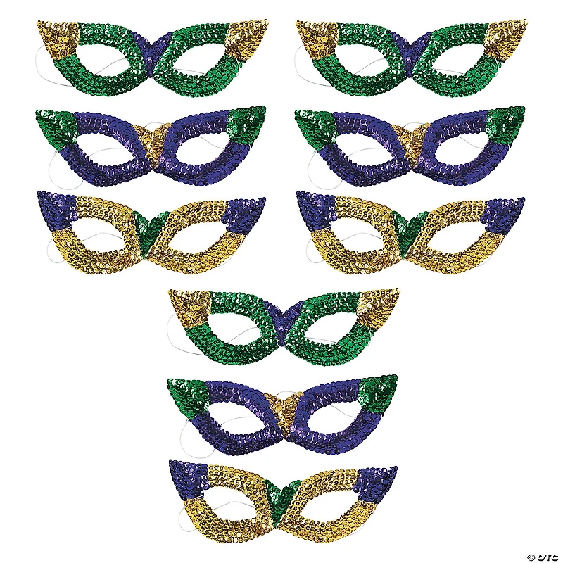 Bulk 144 Pc. Sequin Mardi Gras Masks