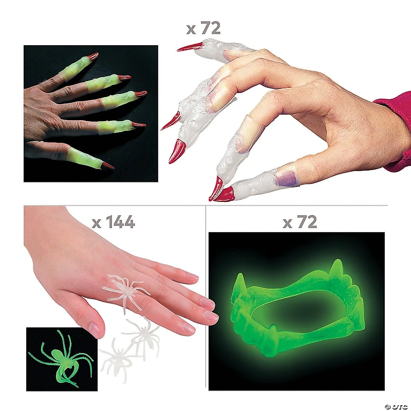 Bulk 288 Pc. Glow-in-the-Dark Creepy Halloween Accessories Kit
