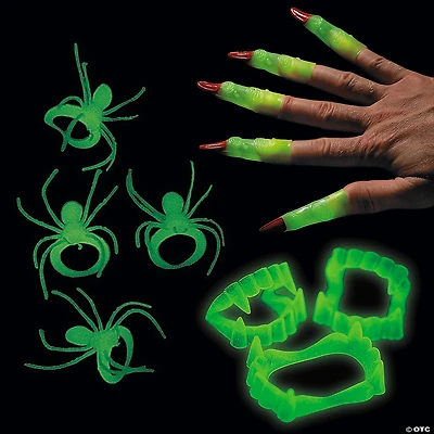 Bulk 288 Pc. Glow-in-the-Dark Creepy Halloween Accessories Kit