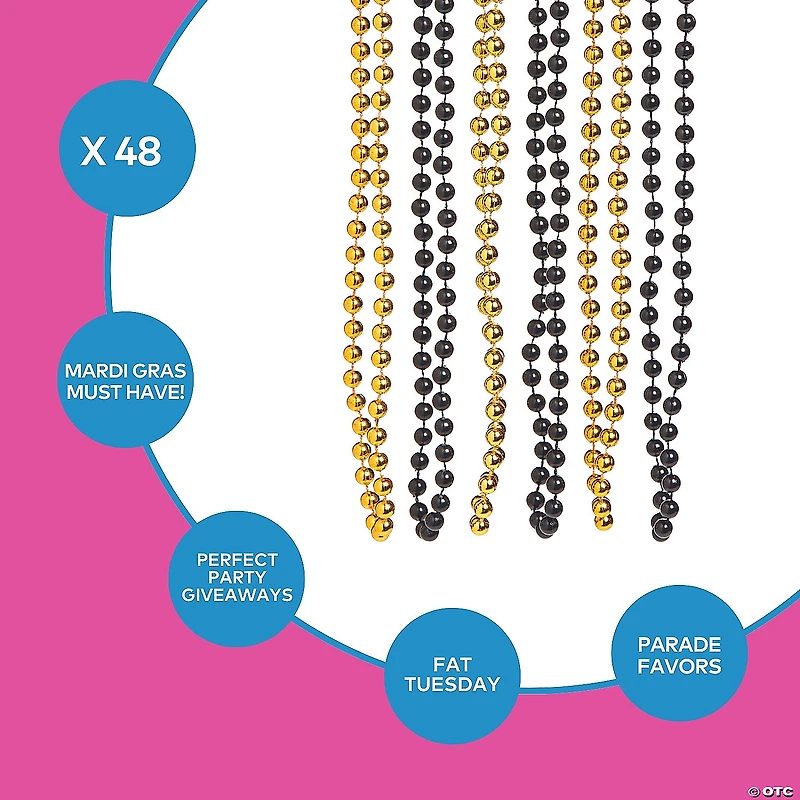 Bulk 48 Pc. Black & Gold Bead Necklaces