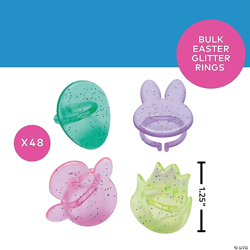 Bulk 48 Pc. Easter Glitter Rings