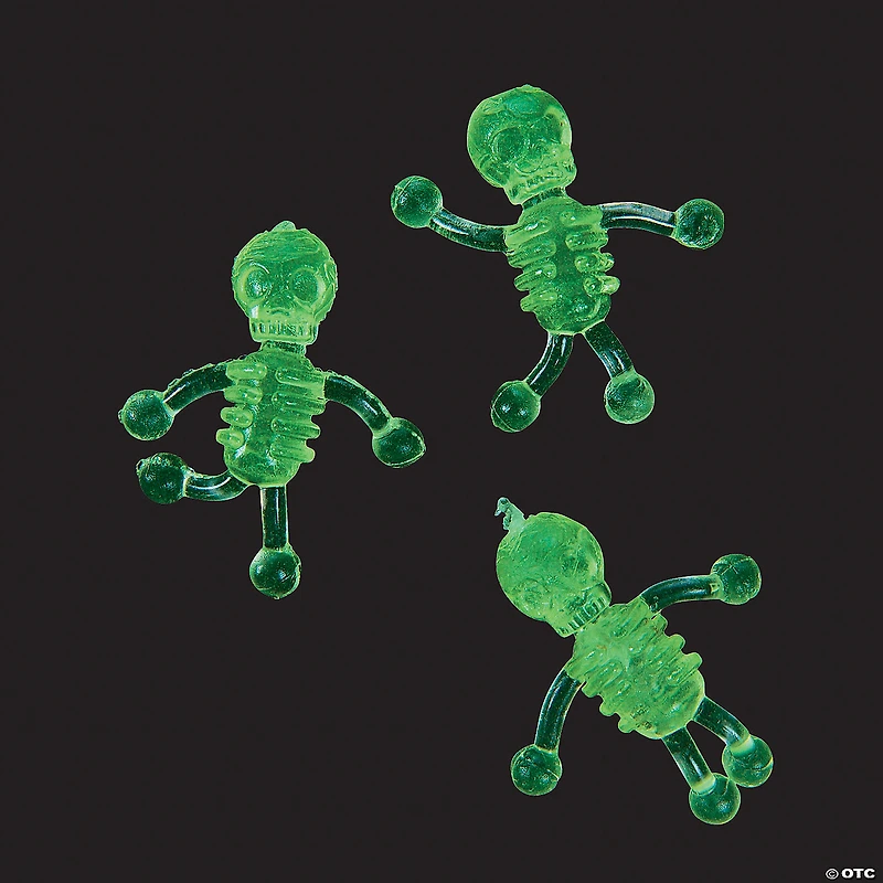 Bulk 48 Pc. Glow-in-the-Dark Mini Sticky Tumbling Skeletons